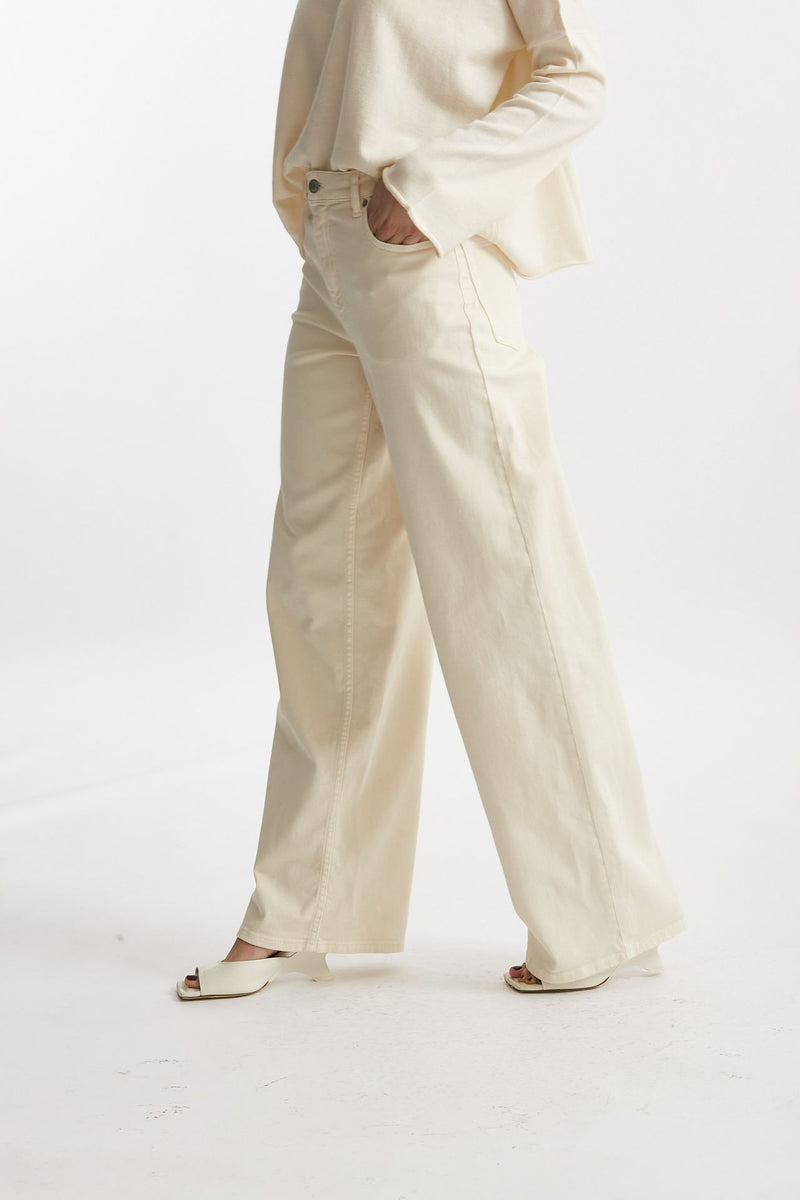 jeans palazzo vita alta panna women Nude - 2