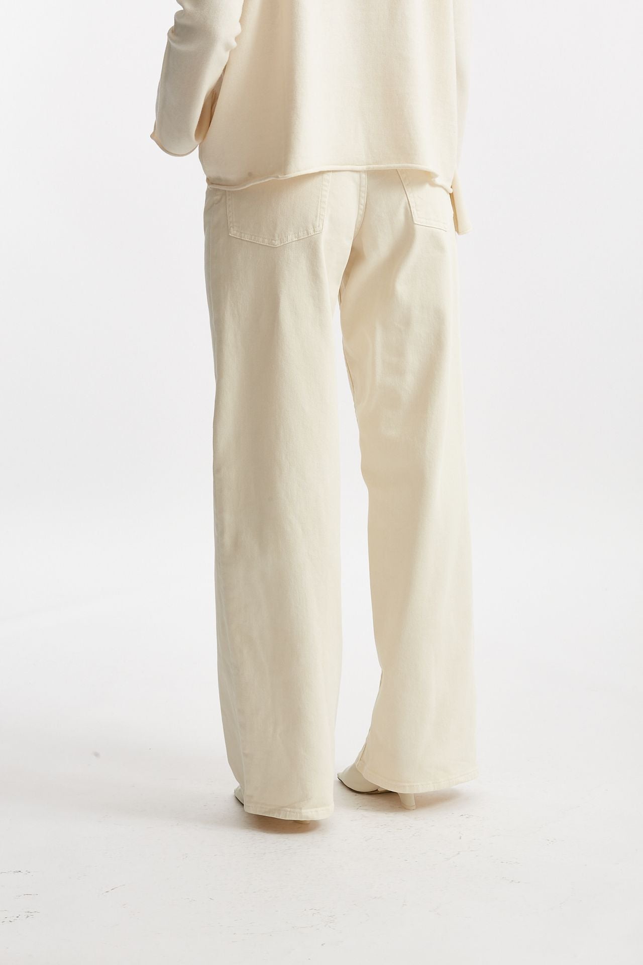 jeans palazzo vita alta panna women Nude - 3