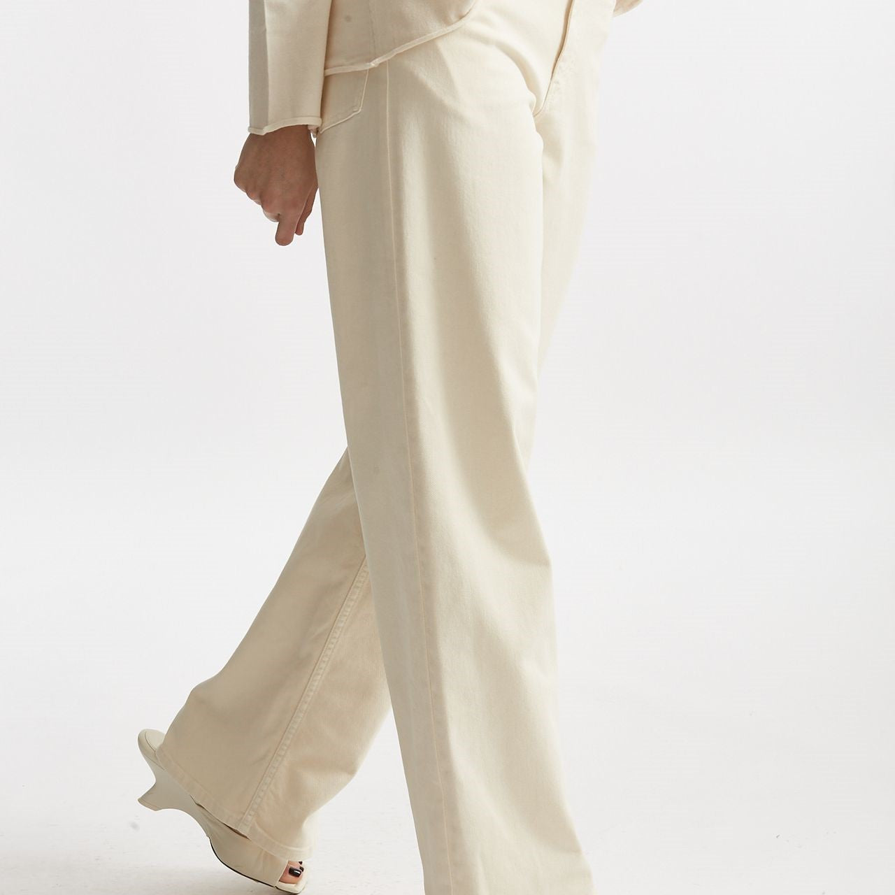 jeans palazzo vita alta panna women Nude - 7