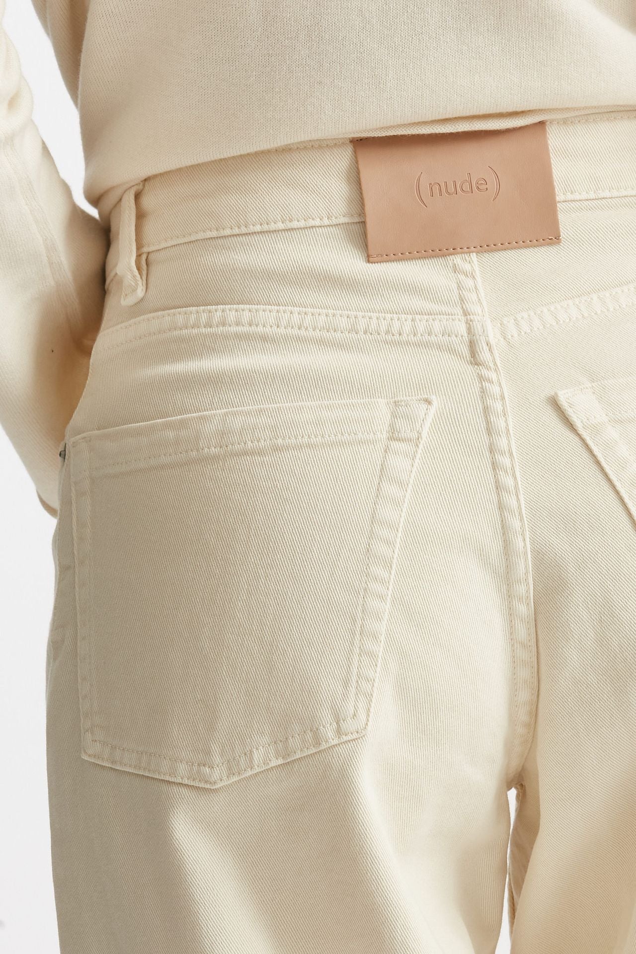 jeans palazzo vita alta panna women Nude - 6