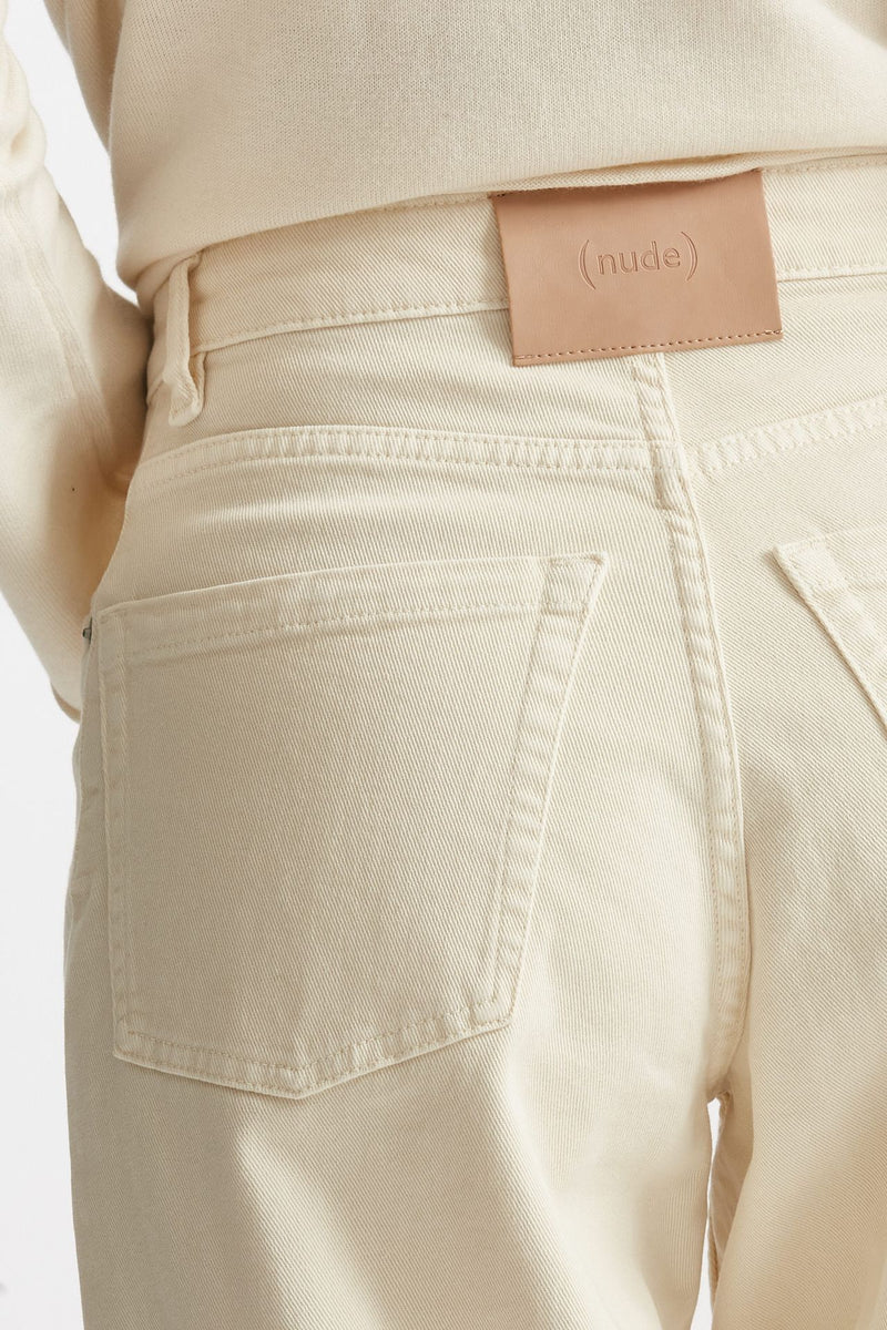 jeans palazzo vita alta panna women Nude - 6