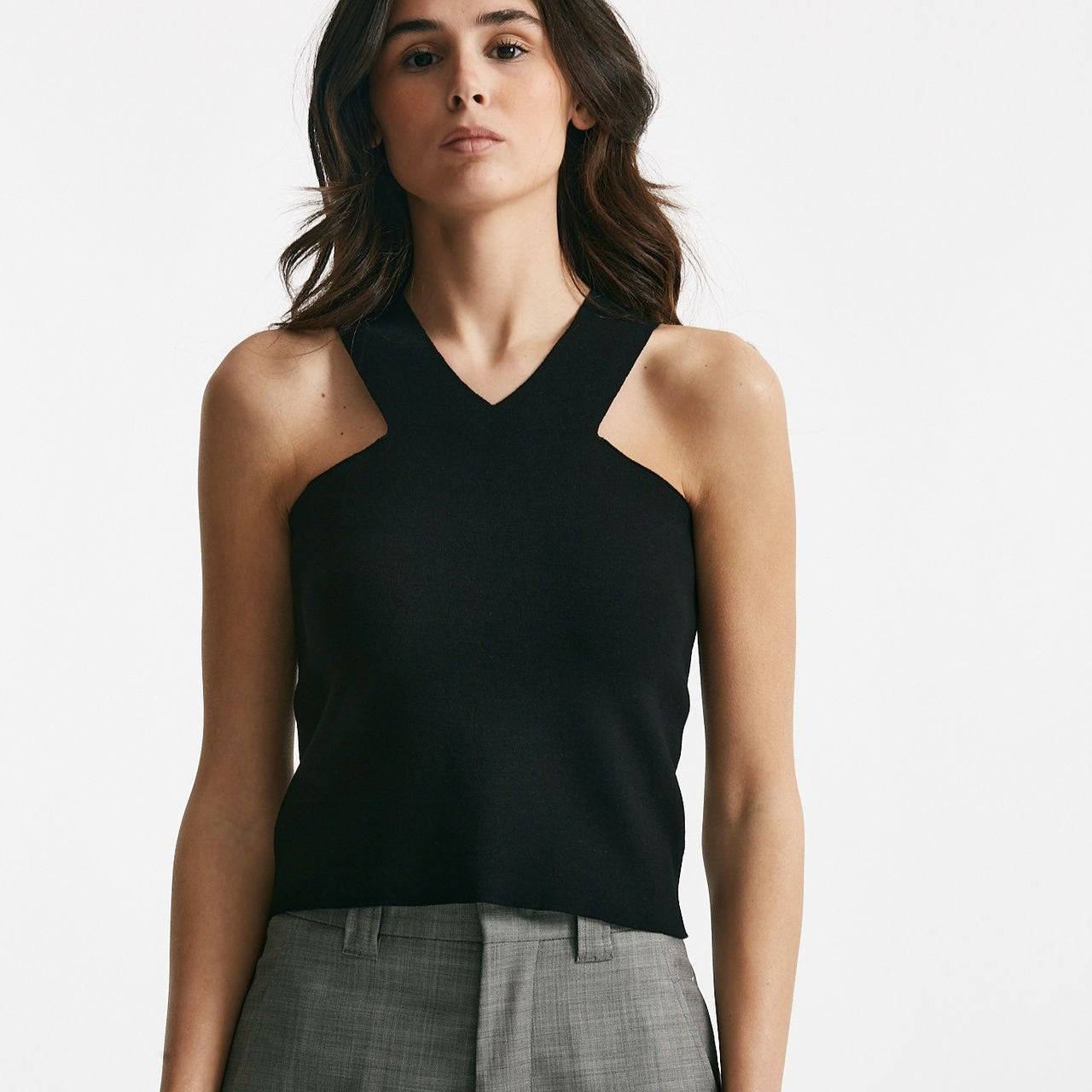 top in viscosa nero women Nude - 5