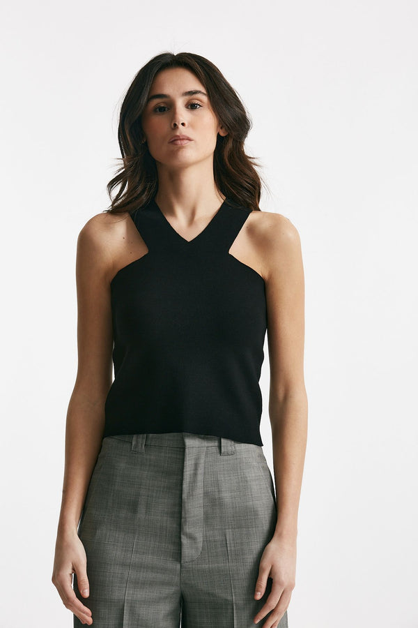 top in viscosa nero women Nude