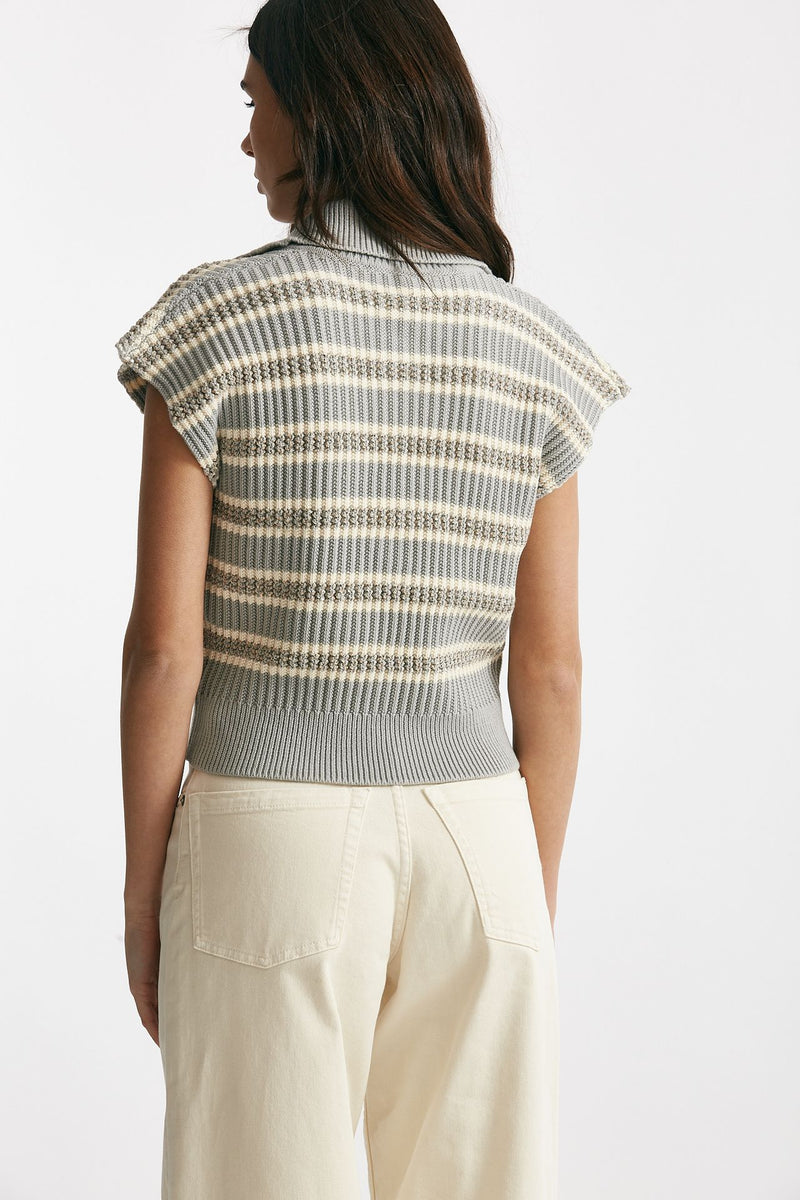 maglia lavorata panna e grigia con filo oro women Nude - 3