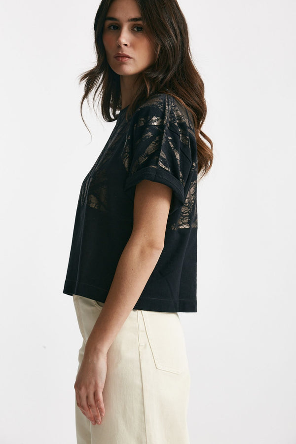 t-shirt a scatolina nero con stampa women Nude