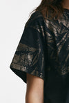 t-shirt a scatolina nero con stampa women Nude - 4