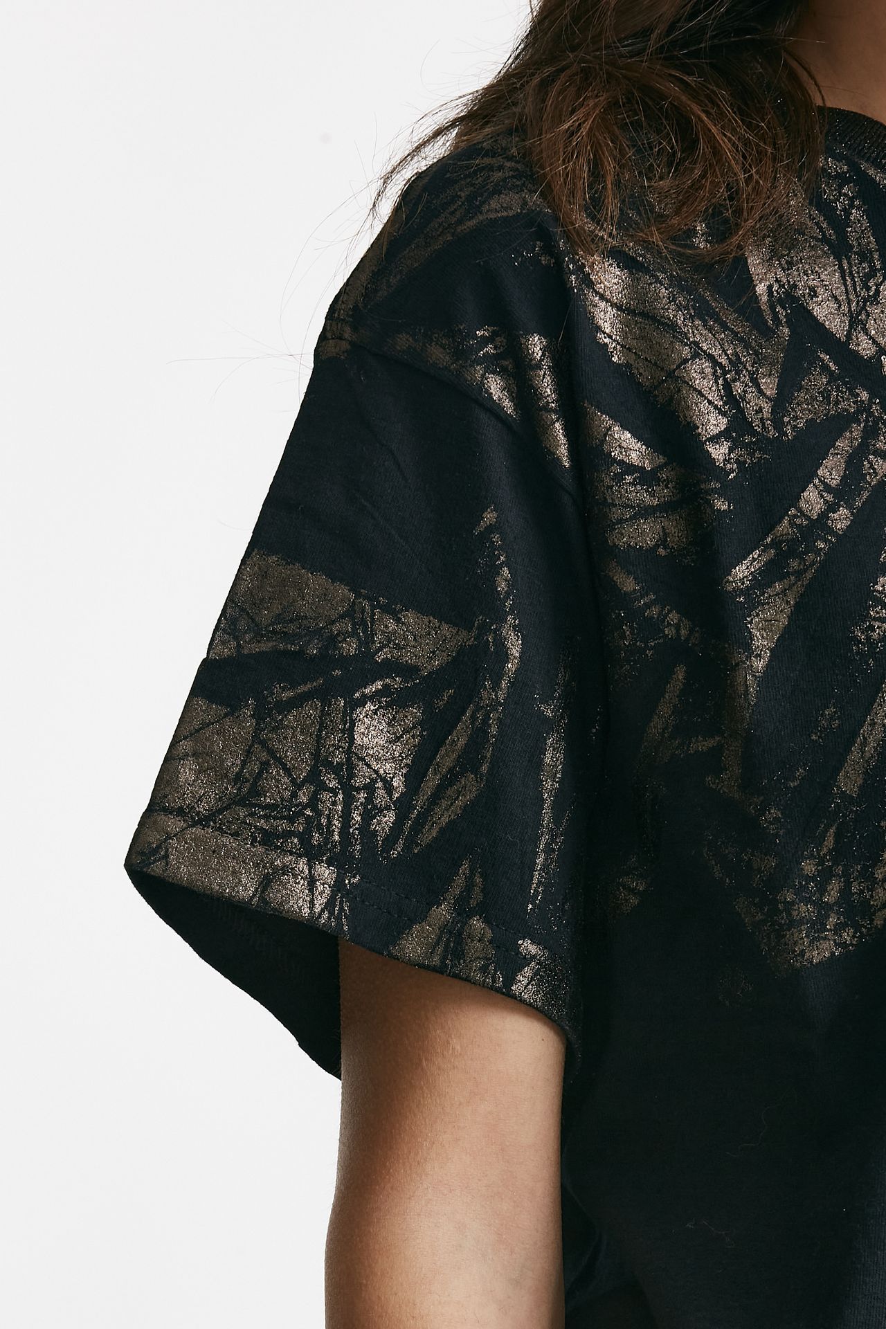 t-shirt a scatolina nero con stampa women Nude - 4