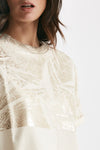 t-shirt a scatolina panna con stampa women Nude - 5