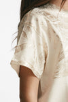 t-shirt a scatolina panna con stampa women Nude - 6