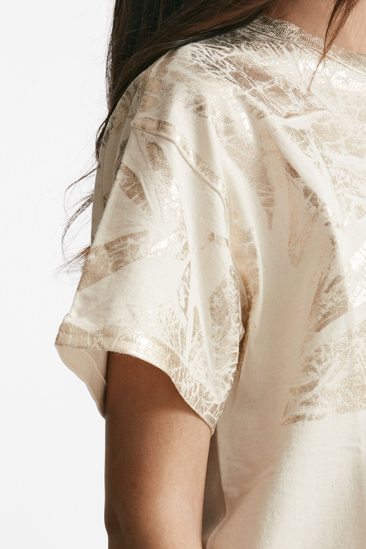 t-shirt a scatolina panna con stampa women Nude - 6