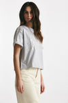 t-shirt a scatolina grigio con stampa argento women Nude - 4