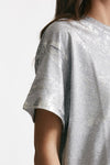 t-shirt a scatolina grigio con stampa argento women Nude - 6