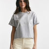 t-shirt a scatolina grigio con stampa argento women Nude - 7