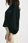 maglia traforata nero scollo a v women Nude - 2