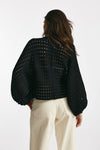 maglia traforata nero scollo a v women Nude - 3
