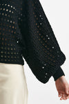 maglia traforata nero scollo a v women Nude - 5