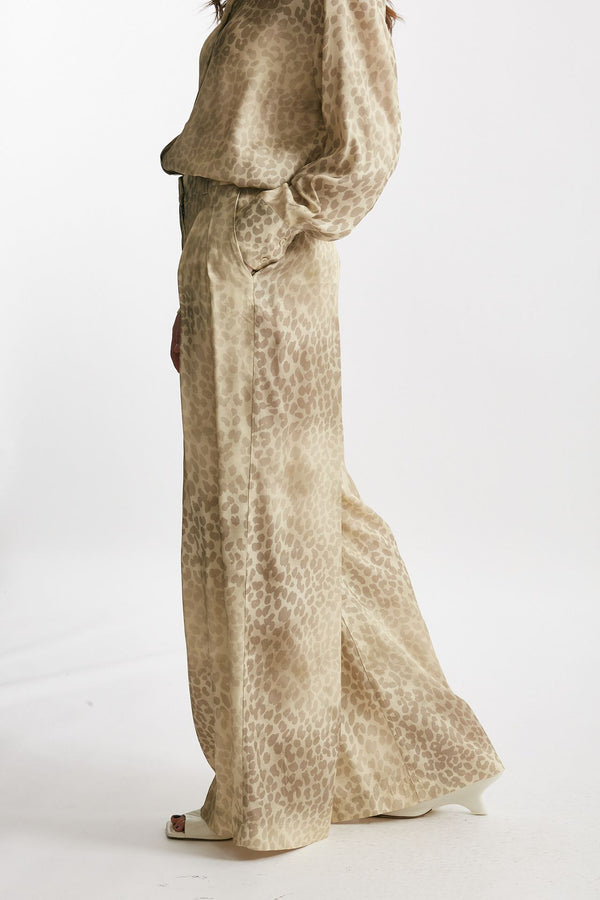 pantalone in fantasia animalier vita alta women Nude