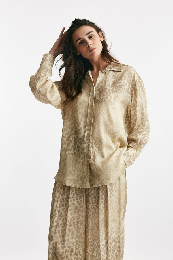 camicia in fantasia animalier fondo color avorio women Nude