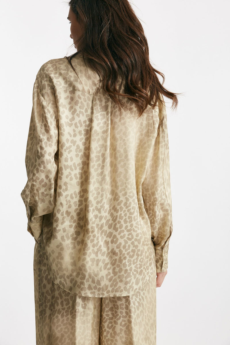 camicia in fantasia animalier fondo color avorio women Nude - 3