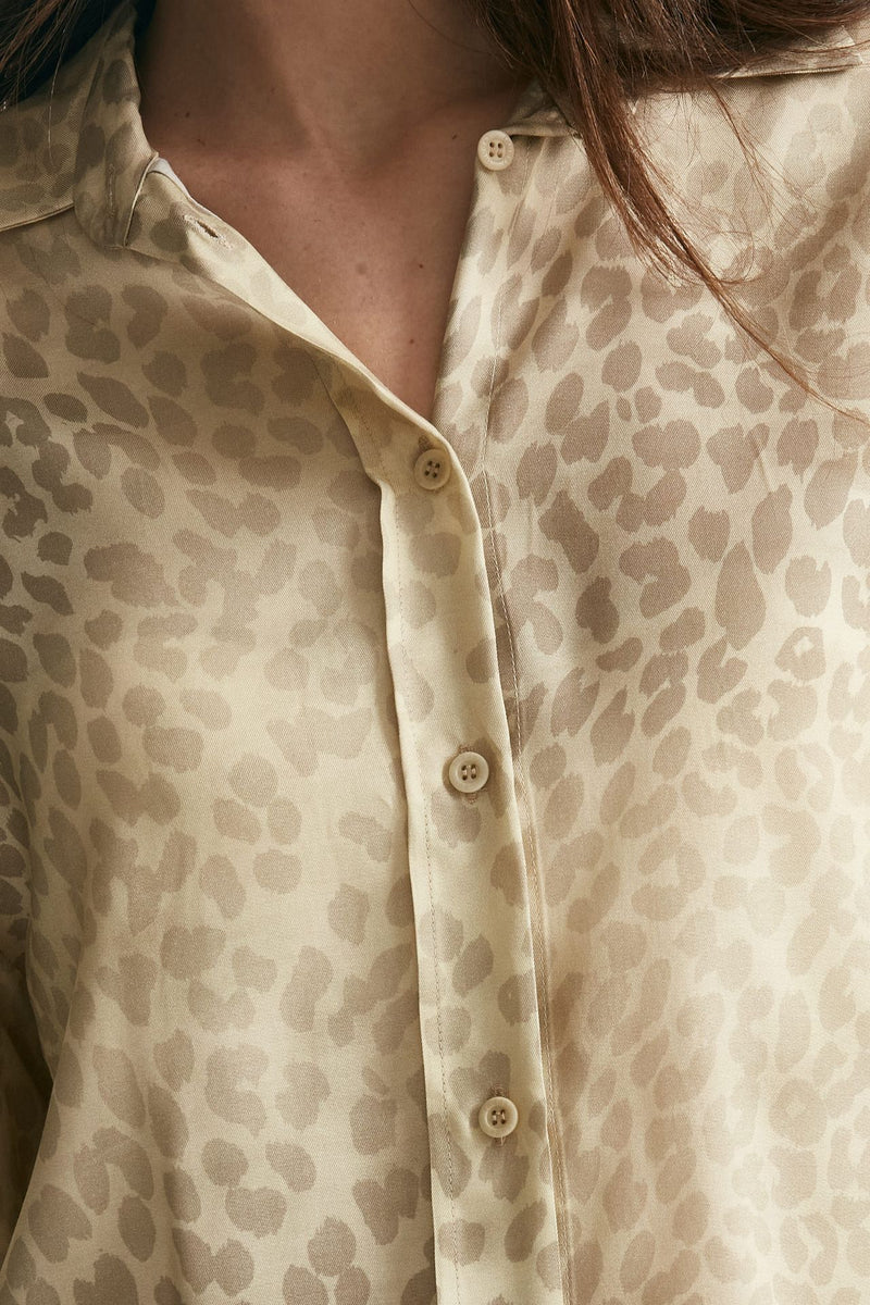 camicia in fantasia animalier fondo color avorio women Nude - 5