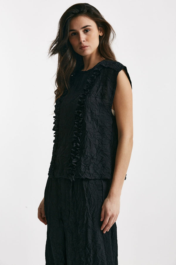 top effetto stropicciato nero women Nude
