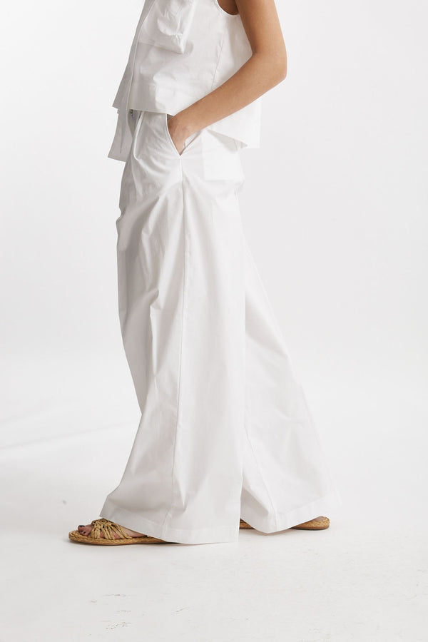 pantalone in cotone bianco vita alta women Nude