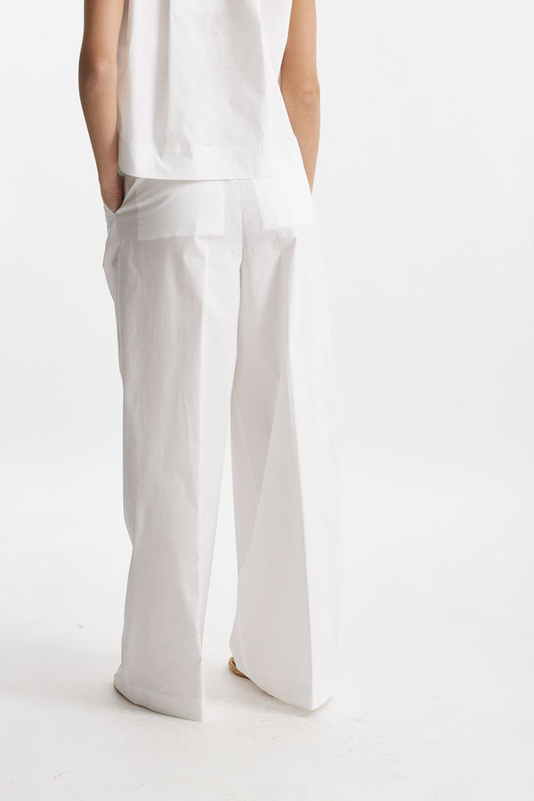 pantalone in cotone bianco vita alta women Nude
