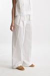pantalone in cotone bianco vita alta women Nude - 3