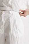 pantalone in cotone bianco vita alta women Nude - 5
