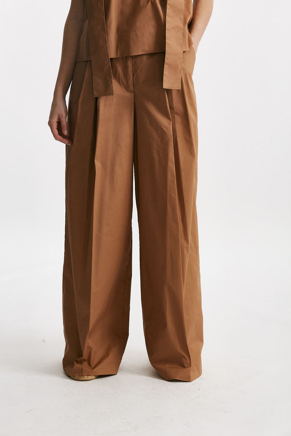 pantalone in cotone bruciato vita alta women Nude