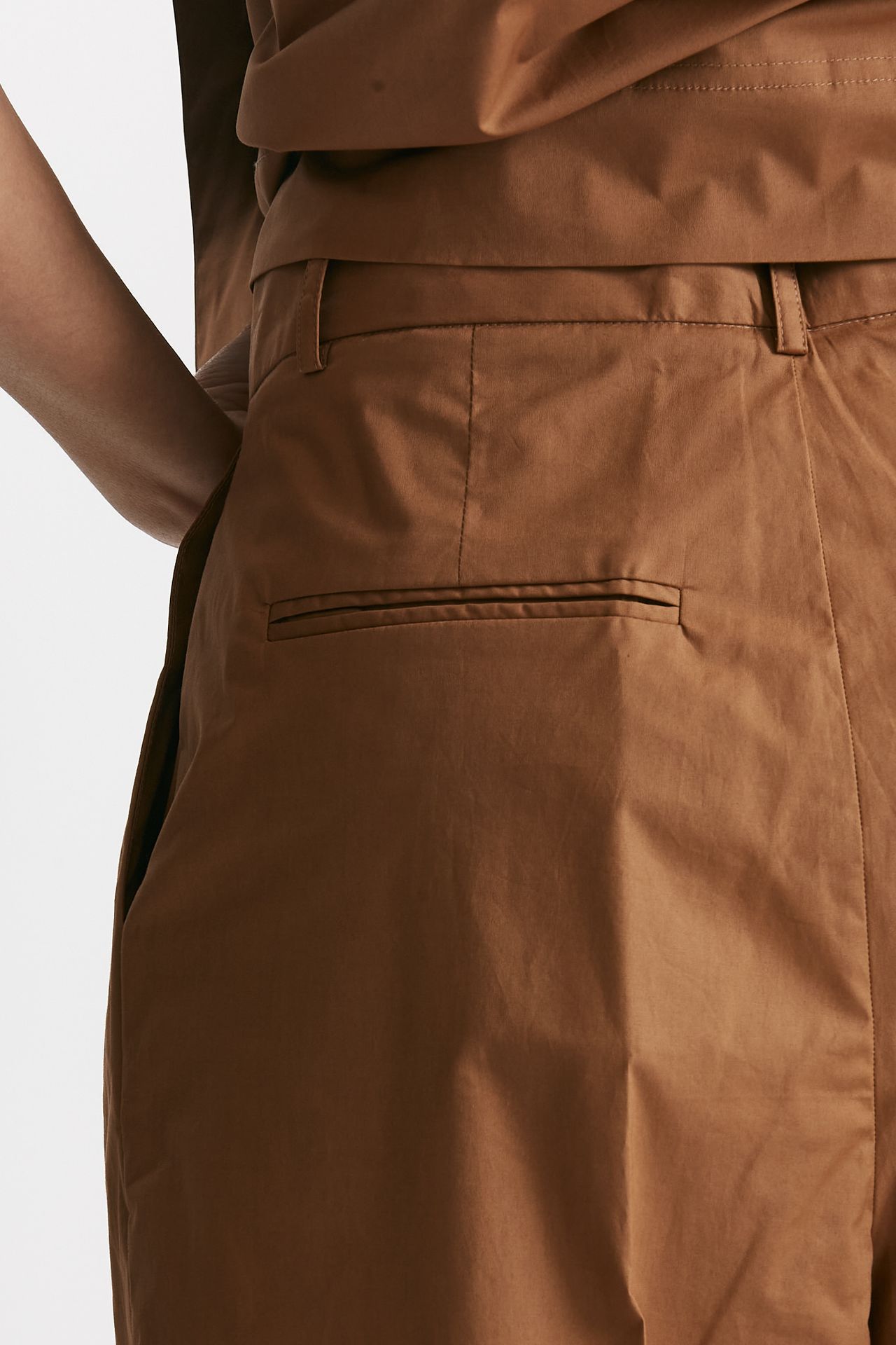 pantalone in cotone bruciato vita alta women Nude - 5