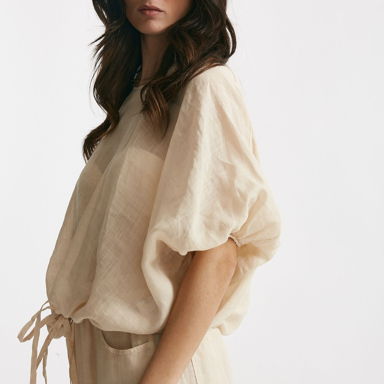 camicia in lino beige chiaro women Nude - 7