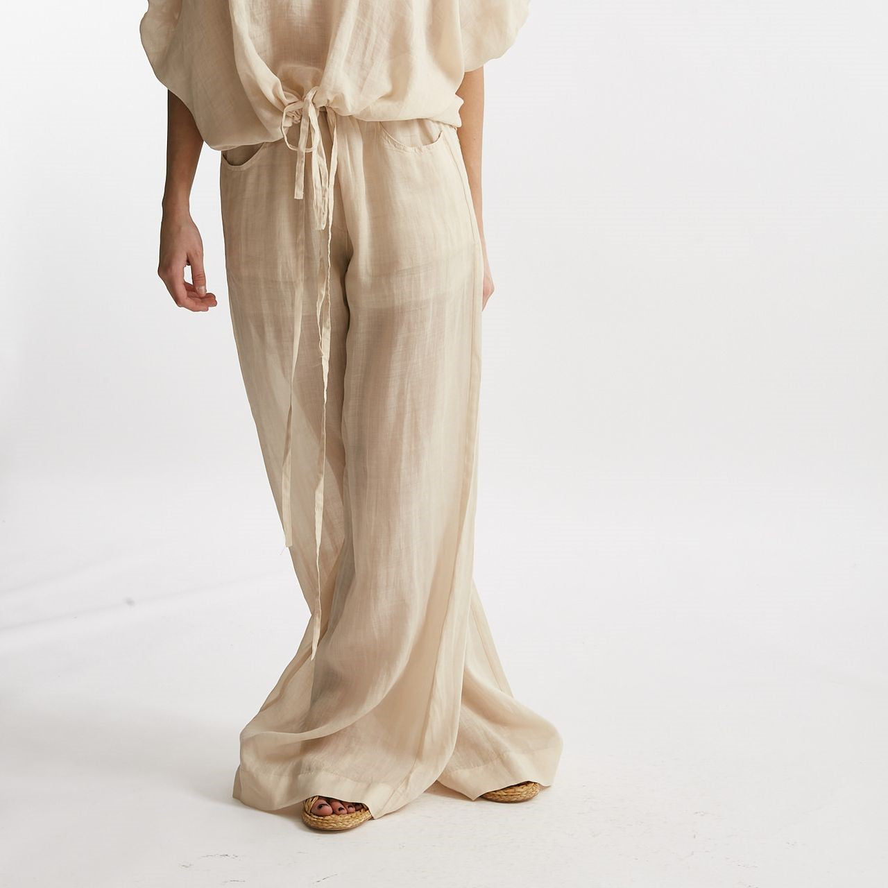 pantalone in lino beige chiaro women Nude - 8