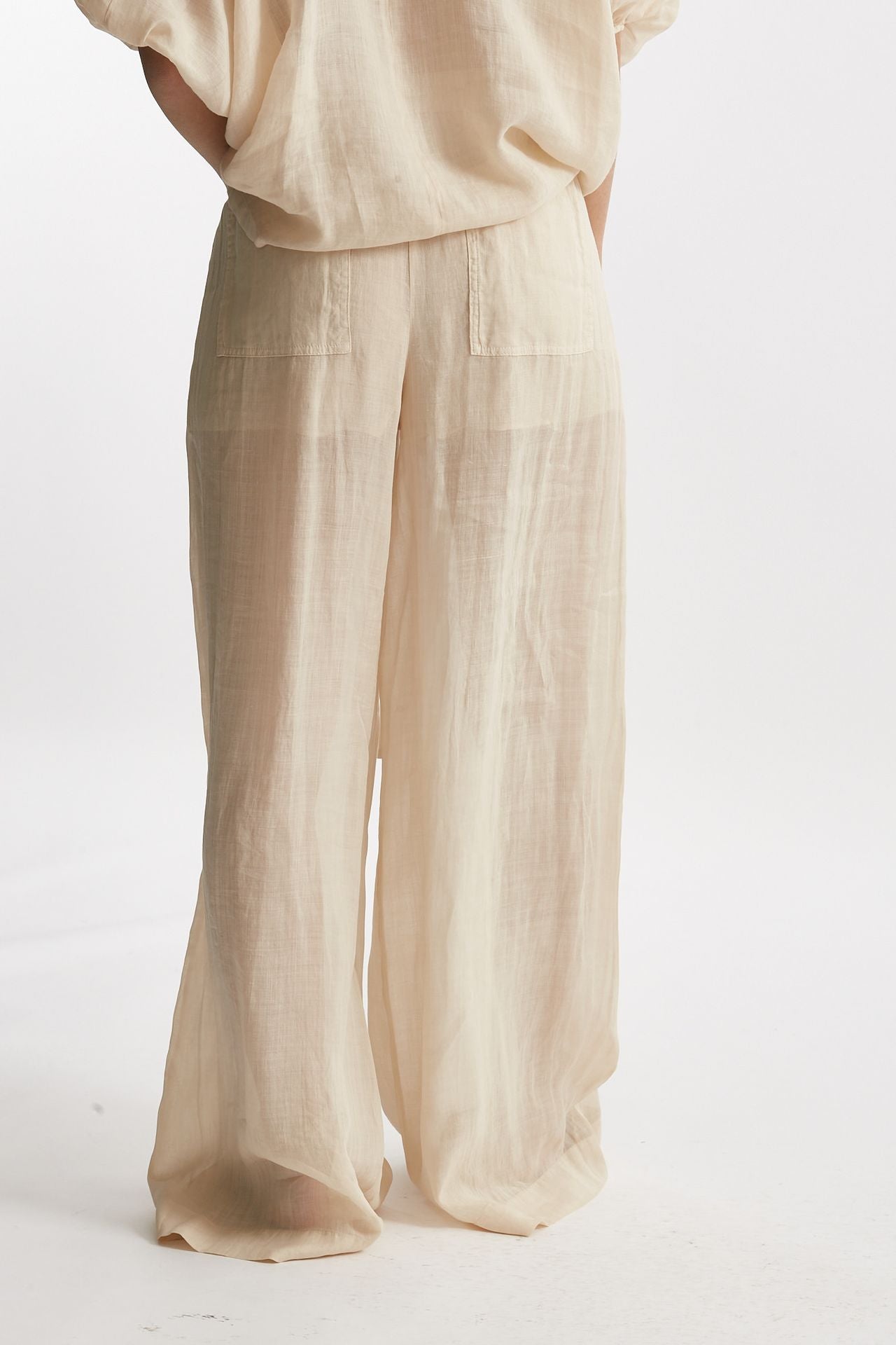 pantalone in lino beige chiaro women Nude - 3