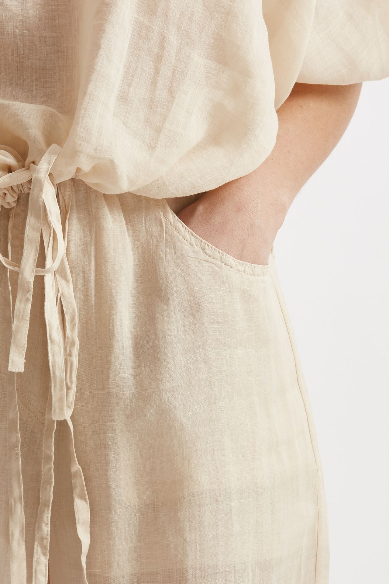 pantalone in lino beige chiaro women Nude - 6