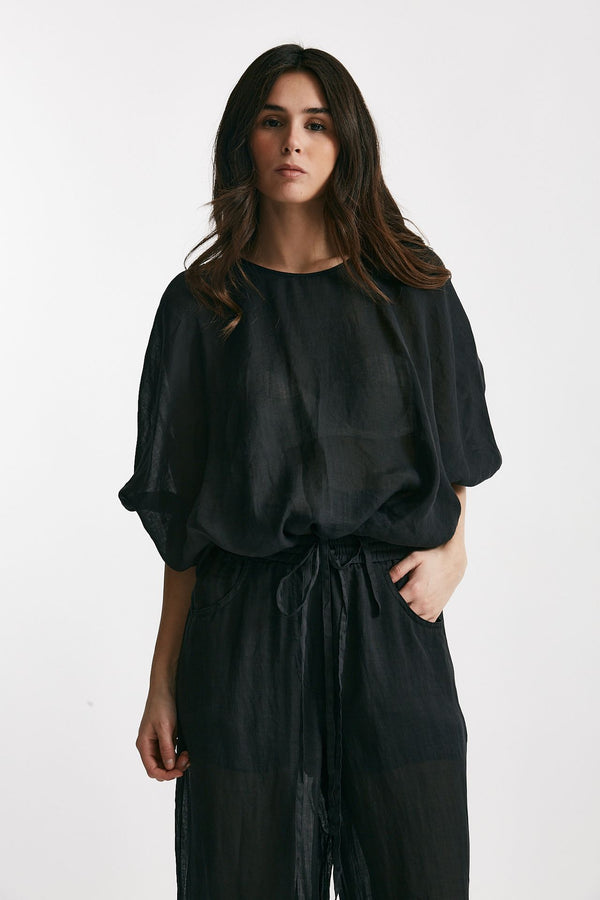camicia in lino nero women Nude