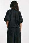 camicia in lino nero women Nude - 3