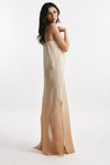 abito lungo in lino beige degrade women Nude - 1