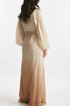abito lungo in lino beige degrade women Nude - 4