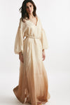 abito lungo in lino beige degrade women Nude - 5