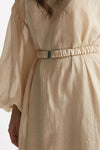 abito lungo in lino beige degrade women Nude - 7