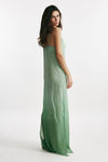 abito lungo in lino verde acqua degrade women Nude - 2