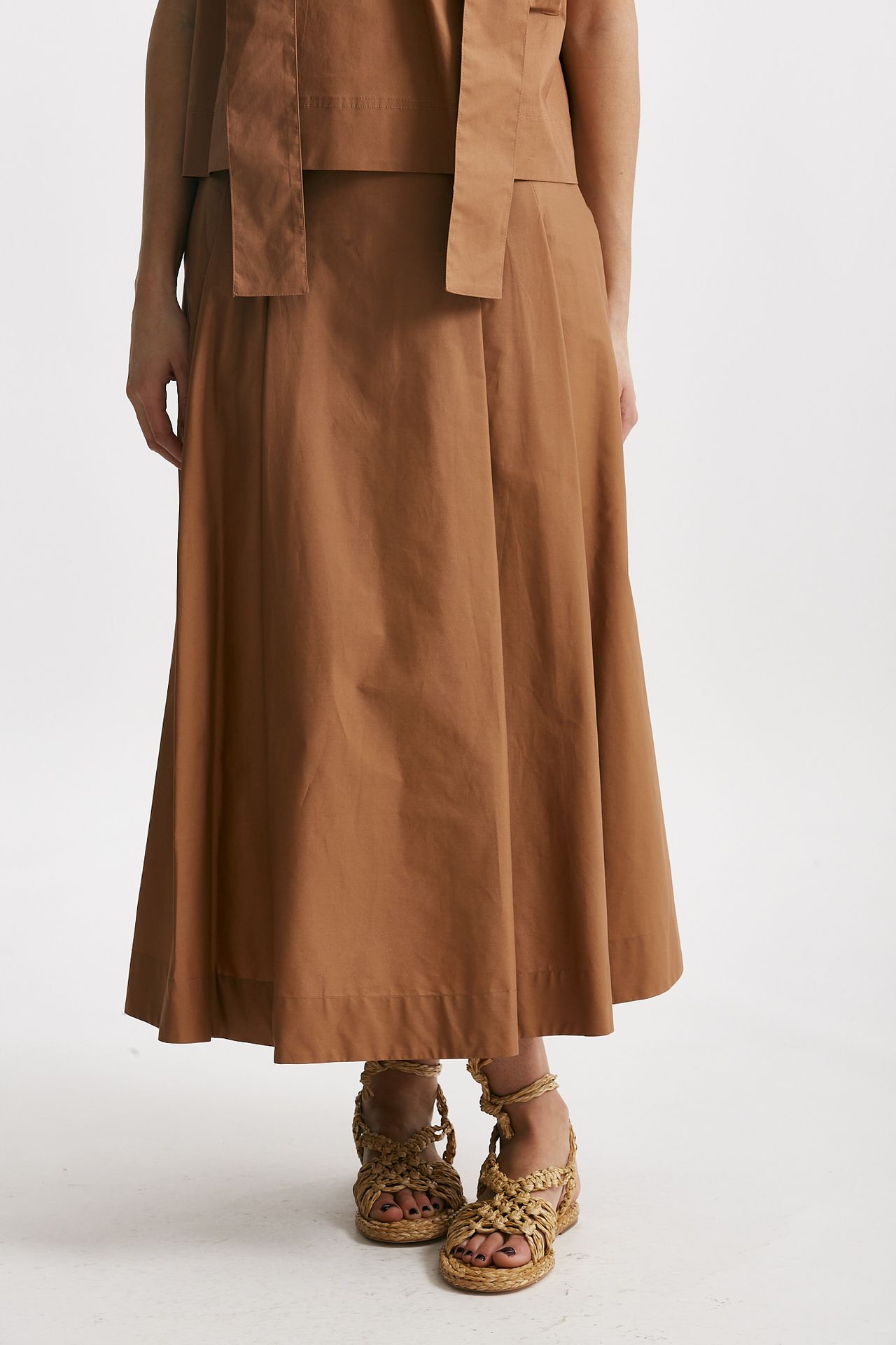 gonna in cotone bruciato vita alta women Nude - 1