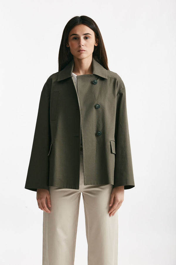 caban in cotone verde militare women ( p - s )