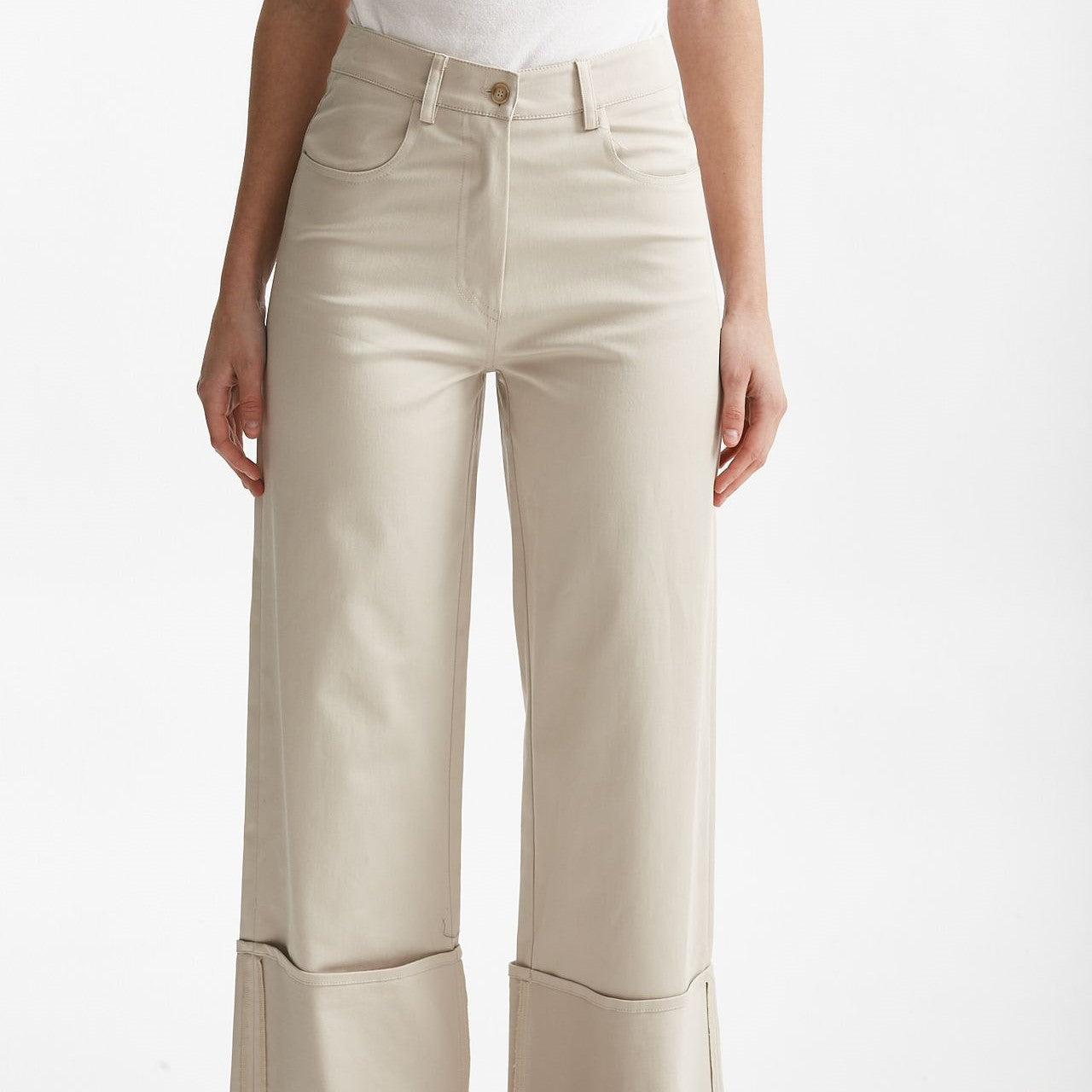 pantalone vita alta in cotone ghiaccio women ( p - s ) - 8