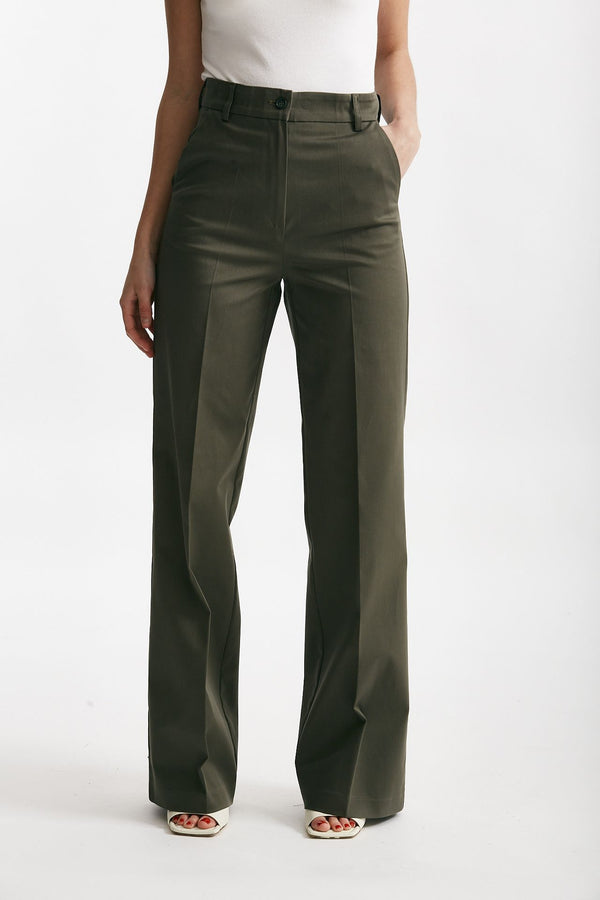 pantalone vita alta palazzo verde militare women ( p - s )