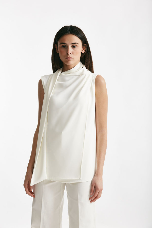 top con sciarpa bianco women ( p - s )