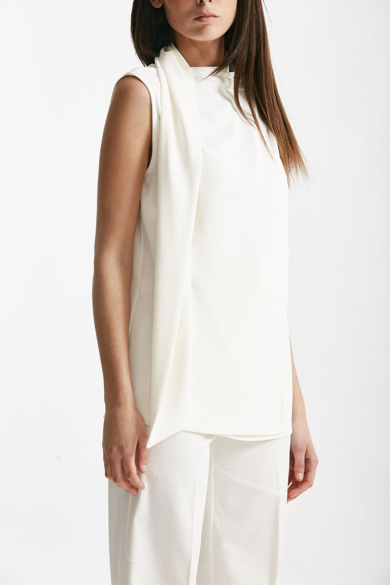 top con sciarpa bianco women ( p - s ) - 4
