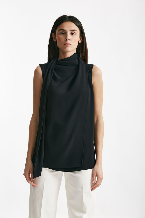 top con sciarpa nero women ( p - s )