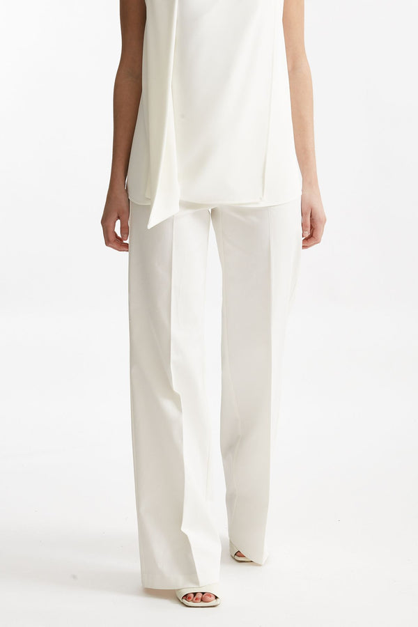 pantalone vita alta palazzo bianco women ( p - s )